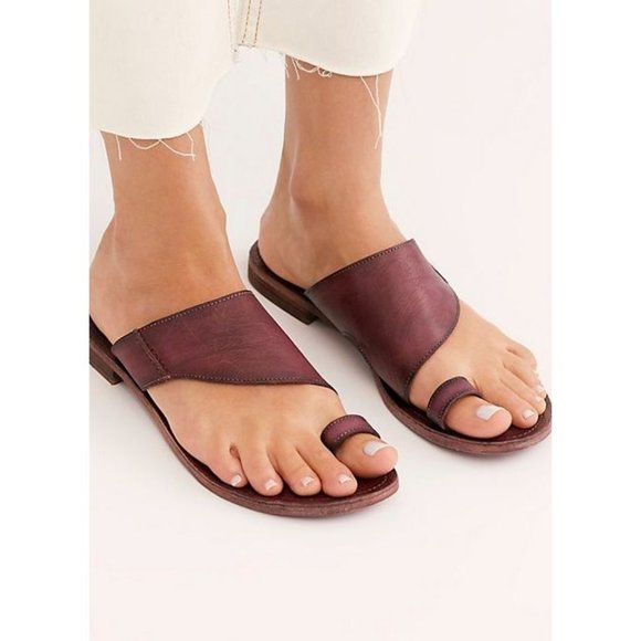 Free People Shoes - Free People Sant Antoni Slide Leather in Burgundy Red NIB Size 36 US 6